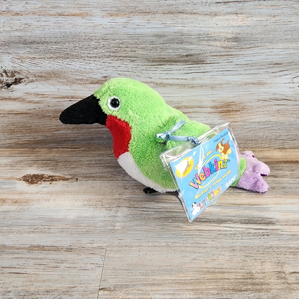 Ganz Webkinz Lil Kinz Hummingbird HS502 Green Red Bird Plush New With Sealed Tag